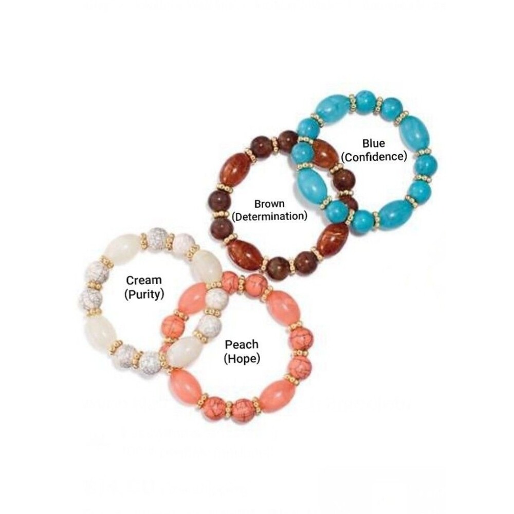 AVON "NATURES PATH" STRETCH BRACELET (CREAM - PURITY) ~ NEW SEALED!!!